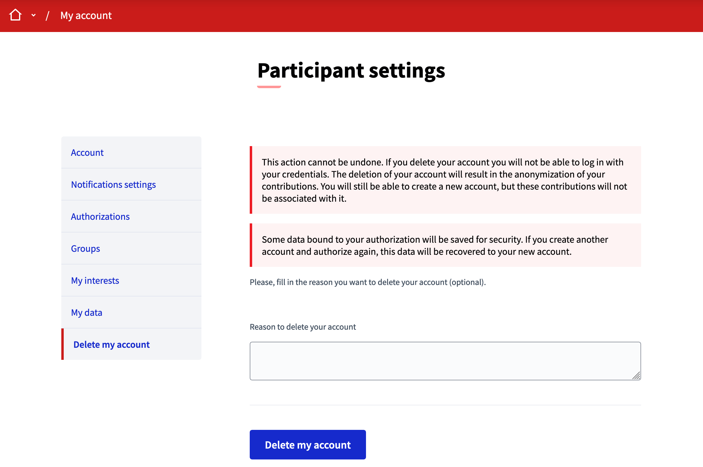 Kontoformular löschen